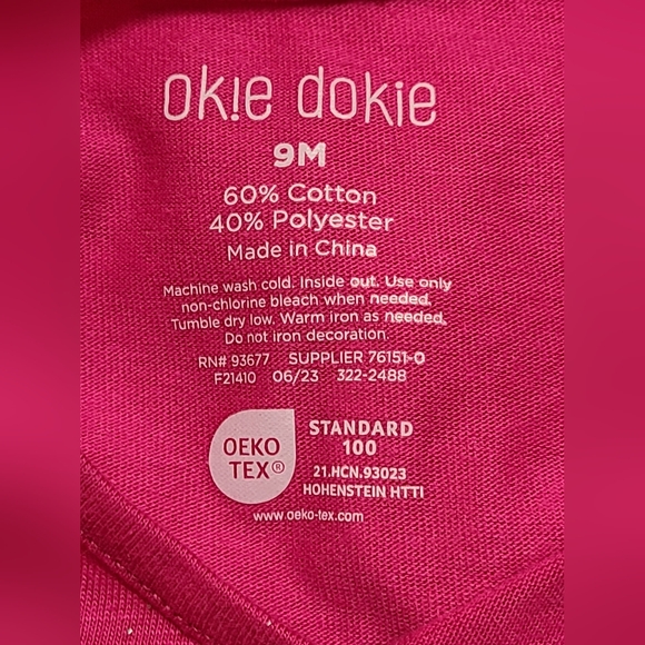 NWT Okie dokie size 9m pink bodysuit - Picture 3 of 5